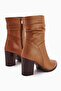 Tamina Genuine Leather Tan Pointed Toe Heeled Women's Boots - 6