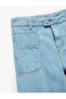 Cotton Pocket Detail Relaxed Fit Wide Leg Denim Pants - 6