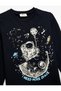 Cotton Long Sleeve Crew Neck Space Printed T-Shirt - 5