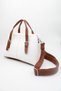 Women's White-Tan Double Handle Crossbody Faux Leather Hand and Shoulder Bag