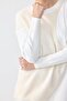Leather Detail Knit Tunic Ecru - 3