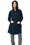 Women's Hooded Robe with Pockets – Navy Blue, Soft Texture, Home Comfort - 2