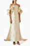 Crystal Embroidered Cream Dress, Bow and Tail Detail