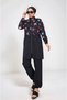 Zippered Digital Printed Tie-Waist Hijab Swimsuit with Bonnet Gift - 5