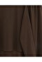 Two-Piece Combed Cotton Suit with Long Slit Skirt at the Back - Brown - 4