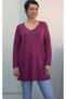 Dark Fuchsia V-Neck Size Fits All Low Arm Length Combed Viscose Long-Sleeved T-Shirt - 3