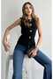 Gold Buttoned Trendy Snap Fastener Knit Vest - 5