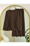 Two-Piece Combed Cotton Suit with Long Slit Skirt at the Back - Brown
