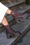 1311 Genuine Leather Serrated Non-Slip Rubber Sole Thick Heeled Boots