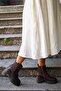1311 Genuine Leather Serrated Non-Slip Rubber Sole Thick Heeled Boots - 4