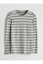 Lcwaikiki basic gray bicycle collar striped women's t-shirt - 7
