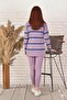 Two-Color Seasonal Thin Fabric Knitwear Suit Lilac - 4