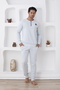 Men's Gray Melange Long Sleeve Thick Winter Buttoned Pocketed Cuffed Paca 100% Cotton Pajama Set - 6