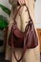 Elegance Burgundy Color Large Volume Leather Shoulder and Crossbody Women's Bag