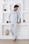 Men's Gray Melange Long Sleeve Thick Winter Buttoned Pocketed Cuffed Paca 100% Cotton Pajama Set - 2