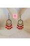 Red Crystal Beaded Dangle Hoop Earrings - Sparkling Elegant Chic Women's Earrings - Fashion Accessory Jewelry
