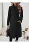 Women's Long Sleeve Collared Waist Belted Detailed Buttoned Front Pocketed Cashmere Coat
