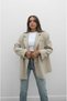 Stone Color Oversize Blazer Jacket with Ornamental Pockets - 2