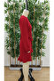 Women's long sleeve crew neck front flywheel imported crepe dress - 7