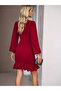 Women's long sleeve crew neck front flywheel imported crepe dress - 5