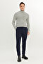 Men's Navy Blue Slim Fit Slim Fit Waist Tie Side Pocket Stretchy Casual Pants