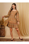 Multi Square Neck Ethnic Motifs Fusion Mini Dress