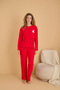 Red Embroidered Towel Fabric Knitted Pajama Set25226007 - 2