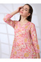 Women Pink V-Neck Floral Print Kurta - 5