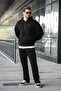 Black Half Zipper Hooded Men's Tracksuit Set E7332 - 3