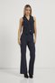 Women's Buttoned Lined Thick Strap Navy Crop Vest - 3