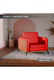 KD 3326 Natural Dijon Walnut Wooden Single Seat Sofa with PU Cushion for Offices, Home-Red - 5