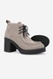Women's Mink Suede Genuine Leather Size 36-41 Thick Heel Lace-Up Ankle Boots - 2