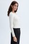 Women's Ecru Button Detailed V-Neck Knitwear Cardigan - 3
