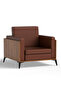 KD 3326 Natural Dijon Walnut Wooden Single Seat Sofa with PU Cushion for Offices, Home-Brown