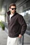 Smoked Zippered Stand Collar Men's Fleece Cardigan E7166