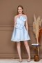 Organza Satin Bow Detailed Mini Dress - Baby Blue