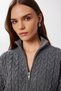 Hair Braided Zippered Knitwear Cardigan Lmt0039 Anthracite - 4