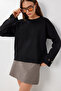 Knitted Sweater with Button Detail on the Sleeve Ldd0130 Black - 3