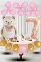 7 Year Old Retro Foil Cream Teddy Bear Pink Gold Balloon Rose Gold Number Birthday Decoration
