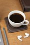 Coasters, Set of 6, Desktop Round Cup Coaster, Vegan Faux Leather, 11X11 Cm., Brown - 6