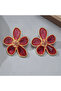 Designed Earrings with Colorful Stones - 3