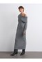 90259 Bardot Collar Soft Textured Knitwear Dress-Smoked M. - 5
