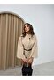 Women's Belt Detail Melton Poncho Jacket - 4