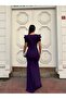 Double-Breasted Neck Mermaid Scuba Evening Dress Purple 582863 - 3