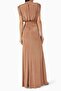 Beige High Neck Draped Dress, Elegant and Timeless Splendor - 3