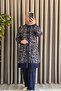 Women's Hijab Clothing Plus Size Stripe Patterned Nisa Set - 6