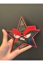 16X16 cm Leather Angry Face Star Arma Black