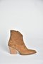 V654081902 Tan Genuine Leather Suede Block Heel Western Cowboy Women's Boots - 7