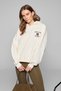 Luxe Women's Color Embroidered and Back Print Detailed Hooded Ecru Sweatshirt - 5