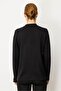 Women's Polo Neck Collar and Buttoned Sleeves Blouse Black - 3
